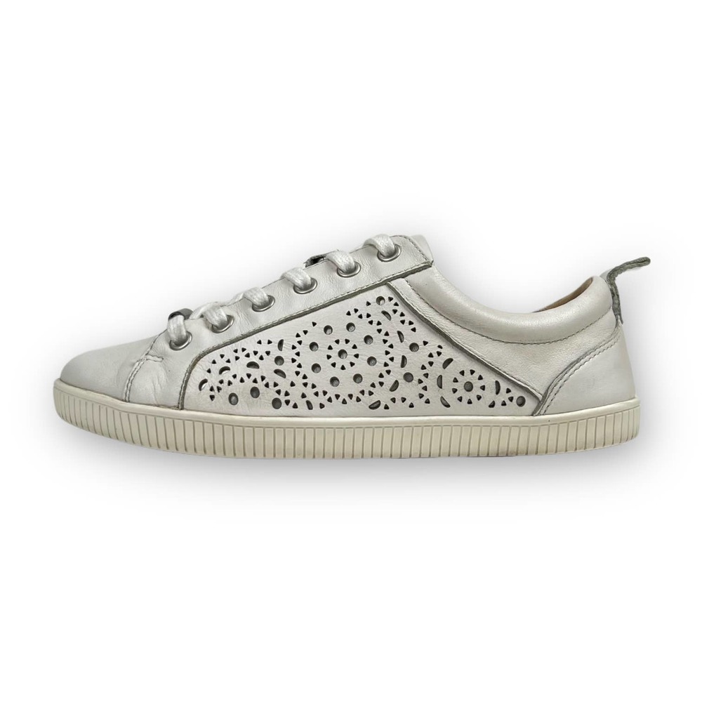 Earth Womens Tangor Sneakers 7 White Leather Lace Up Flat Heel Walking 7B Shoes